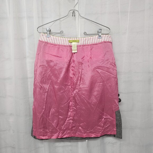 Vintage Sigrid Olsen Skirt Y2K Gray Herringbone Wool Twee Retro 6 - Picture 8 of 12